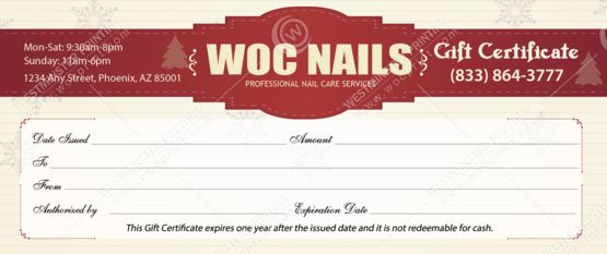GC-17B - Regular Gift Certificates